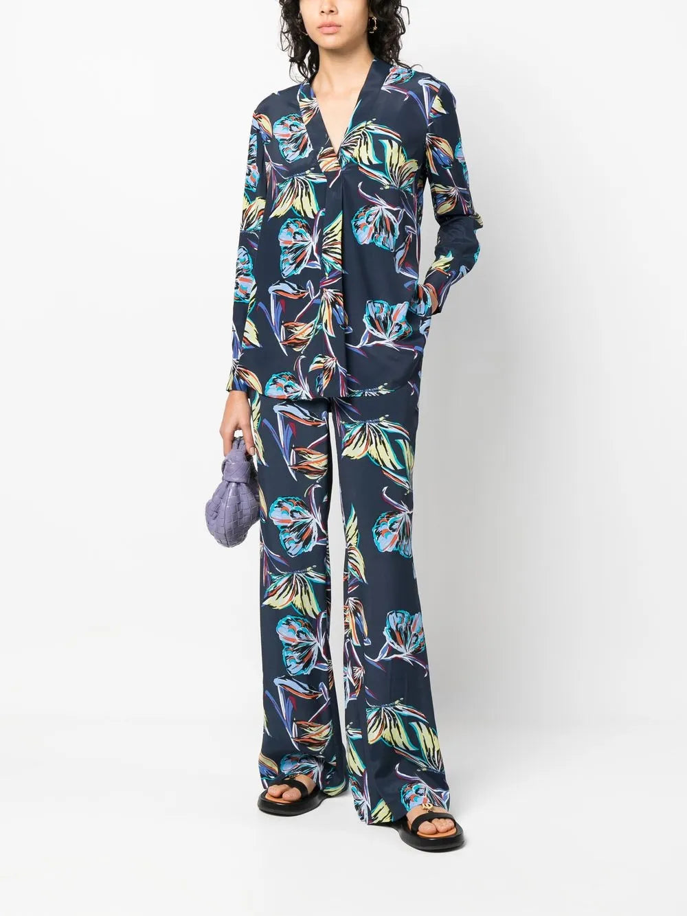 Butterfly-Print Straight Trousers