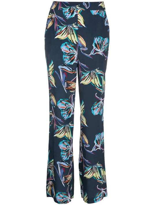 Butterfly-Print Straight Trousers