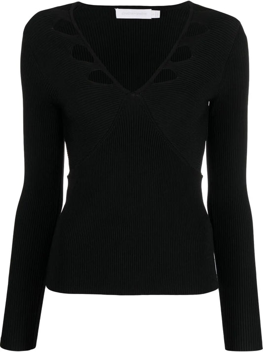 Ribbed-Knit Cut-Out Top