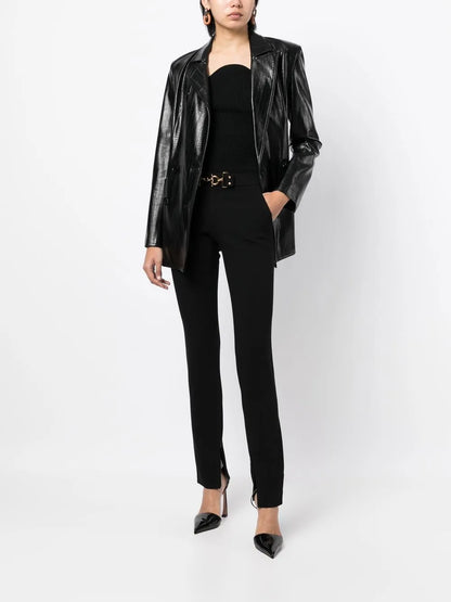 Horsebit-Buckle Wool Skinny Trousers