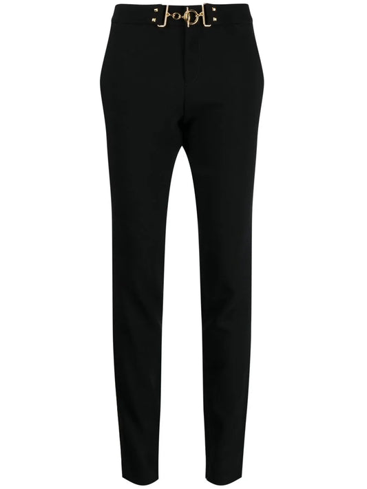 Horsebit-Buckle Wool Skinny Trousers