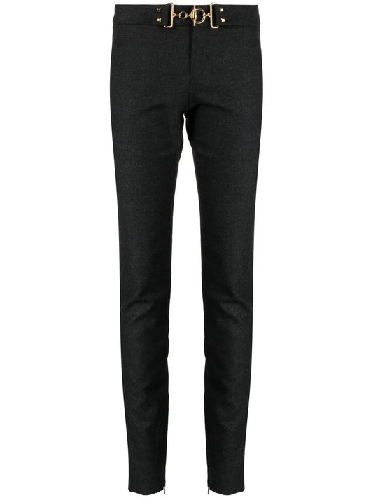 Horsebit-Buckle Wool Skinny Trousers