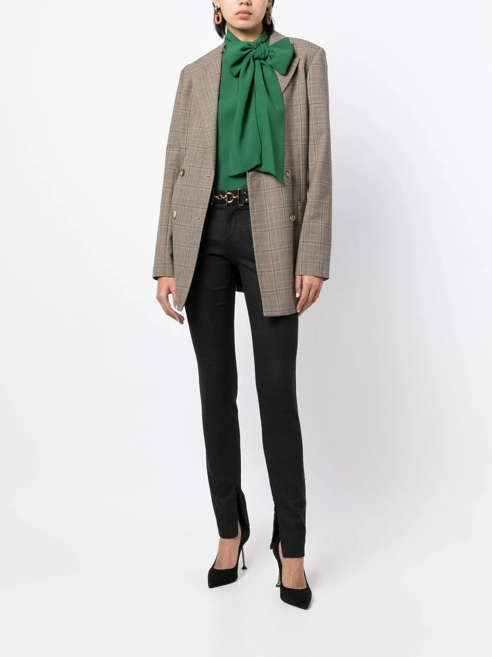 Horsebit-Buckle Wool Skinny Trousers