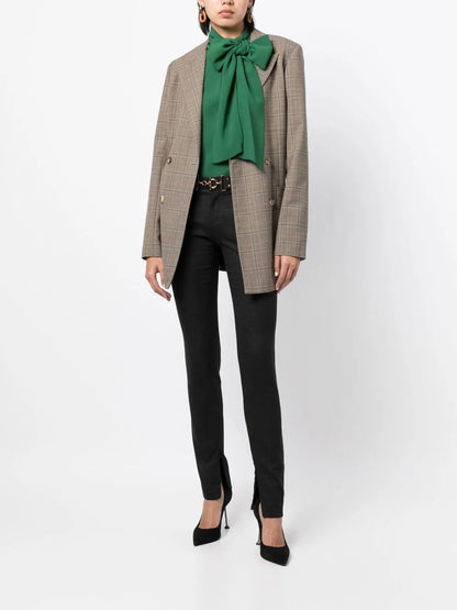 Horsebit-Buckle Wool Skinny Trousers