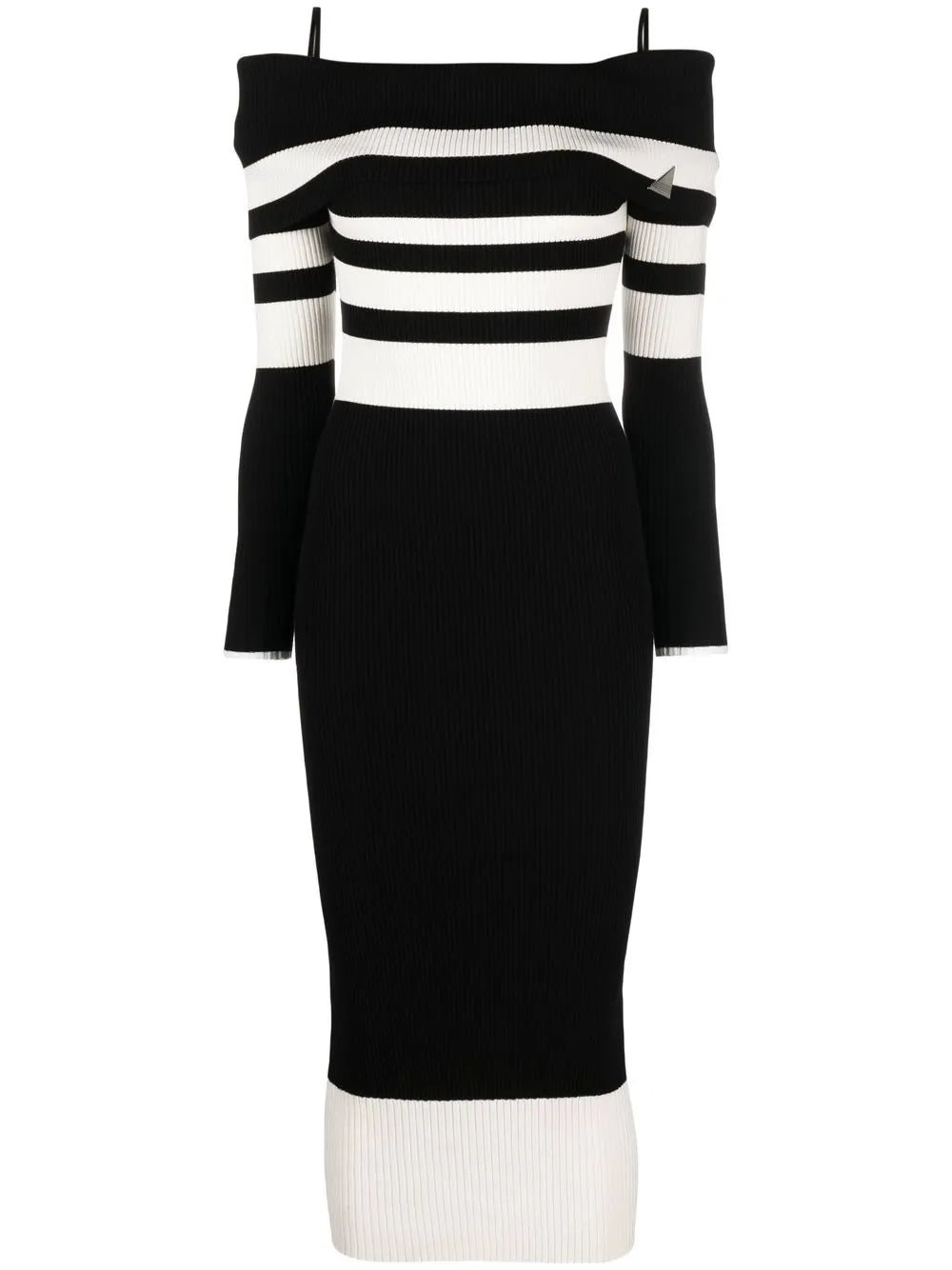 Striped Off-Shoulder Knitted Dress