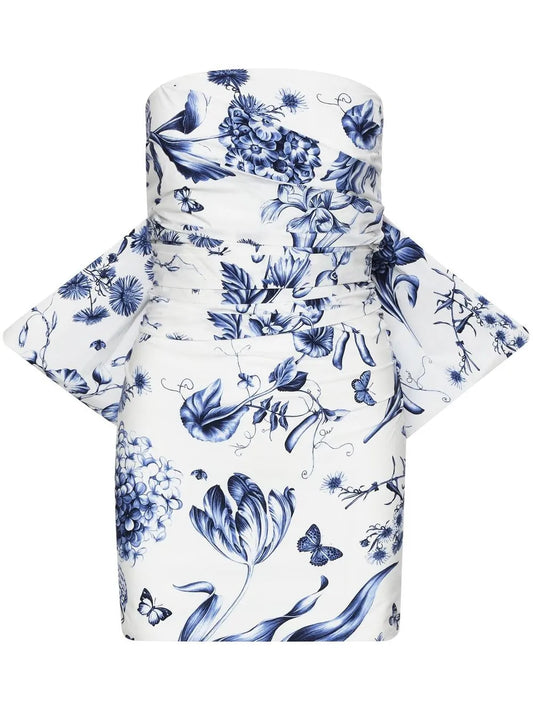 Floral-Print Draped Dress