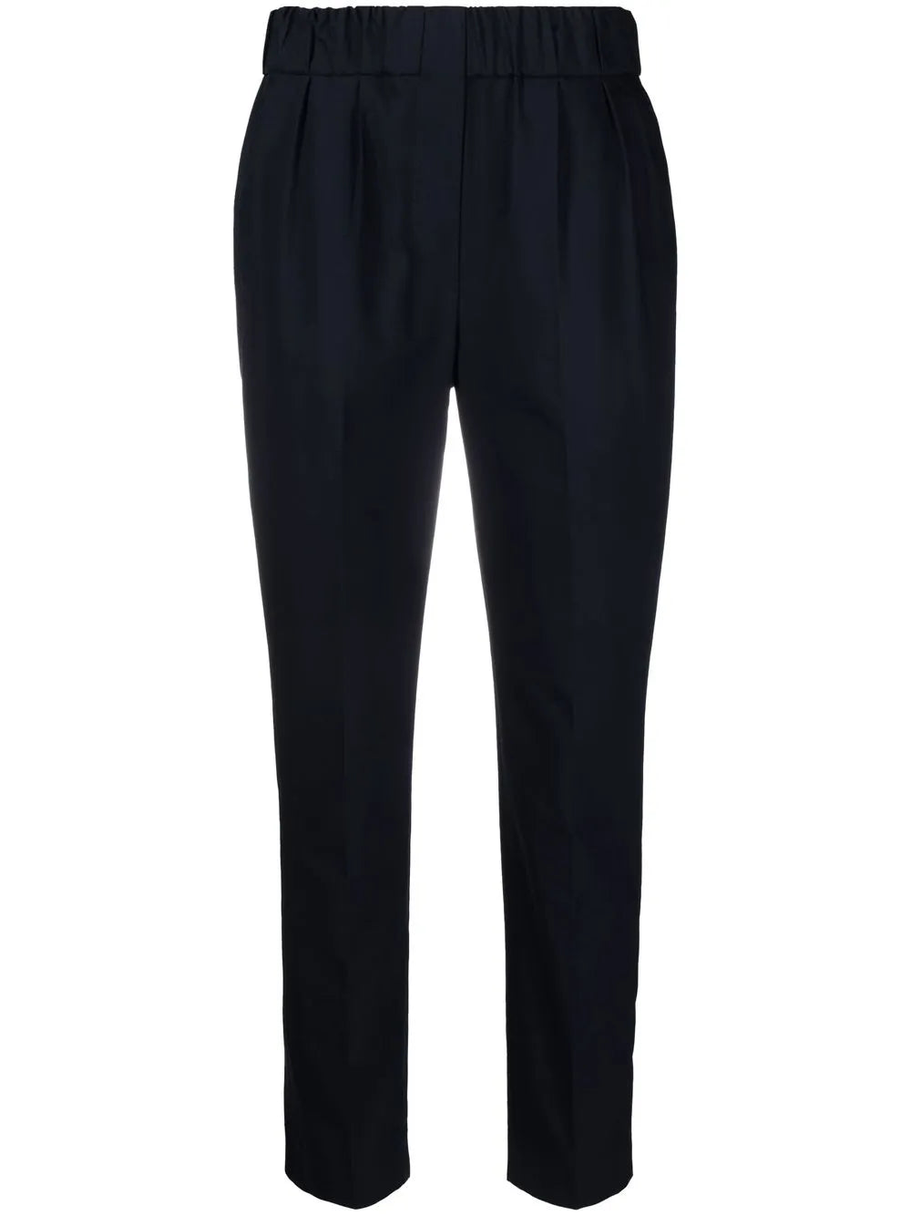 Elasticated-Waistband Tapered Trousers