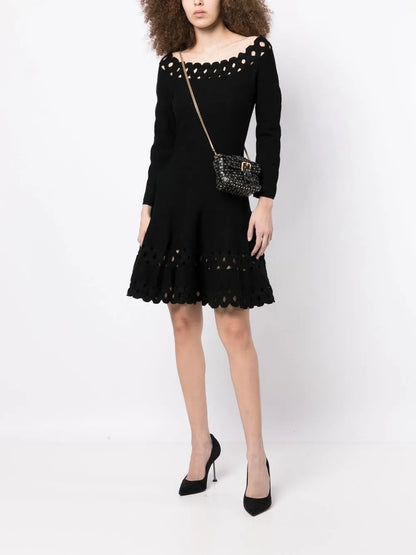 Perforated-Detail Mini Dress