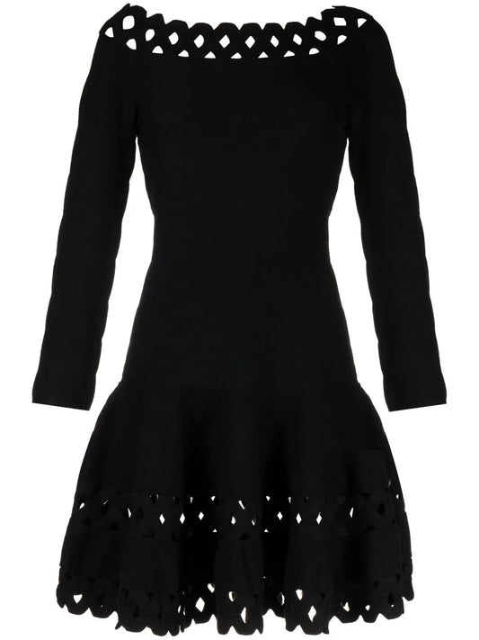 Perforated-Detail Mini Dress