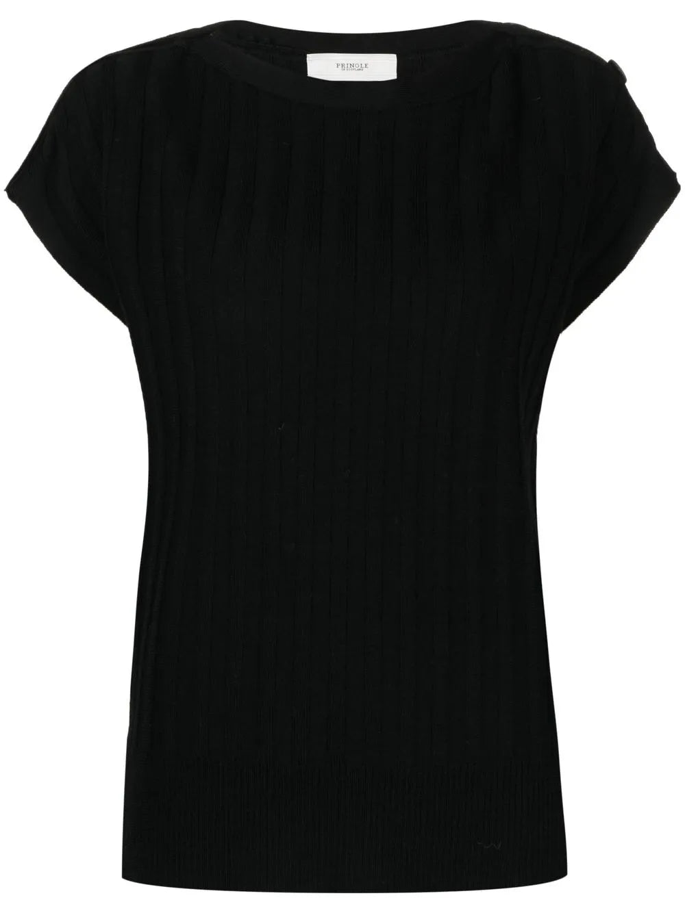 Ribbed-Knit Short-Sleeved T-Shirt