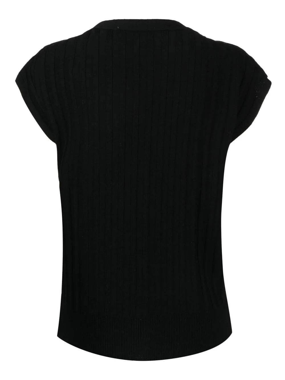 Ribbed-Knit Short-Sleeved T-Shirt