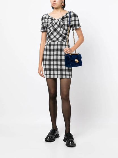 Check-Print Short-Sleeve Minidress