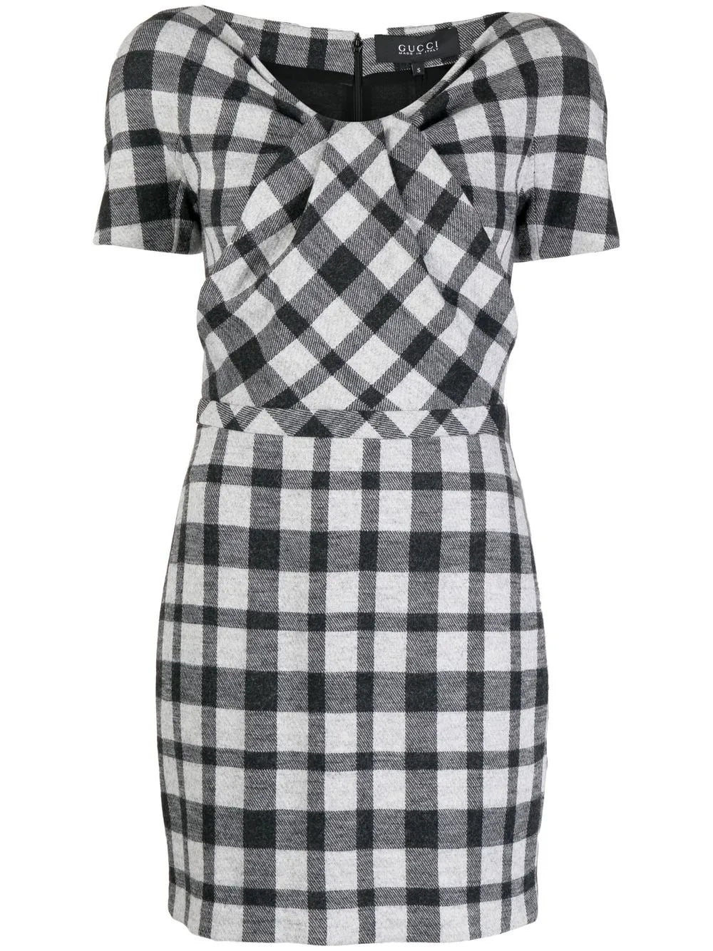 Check-Print Short-Sleeve Minidress