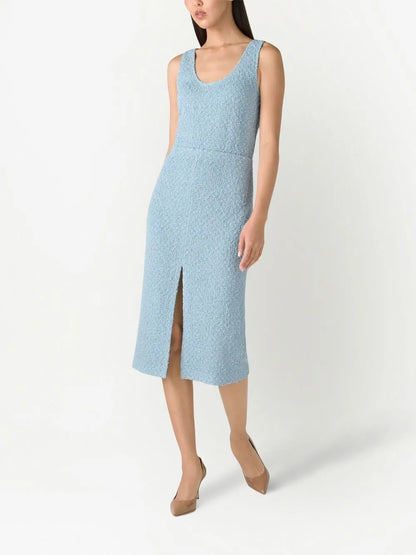 Tweed Scoop Neck Dress