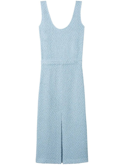 Tweed Scoop Neck Dress