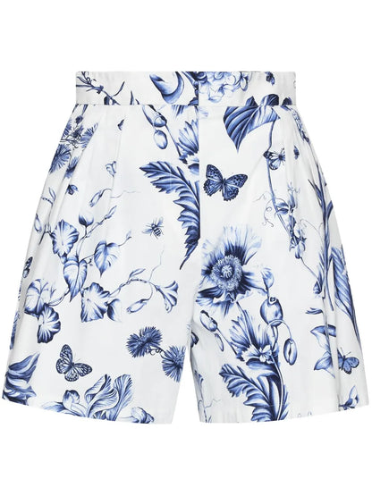 Floral-Print High-Waisted Shorts