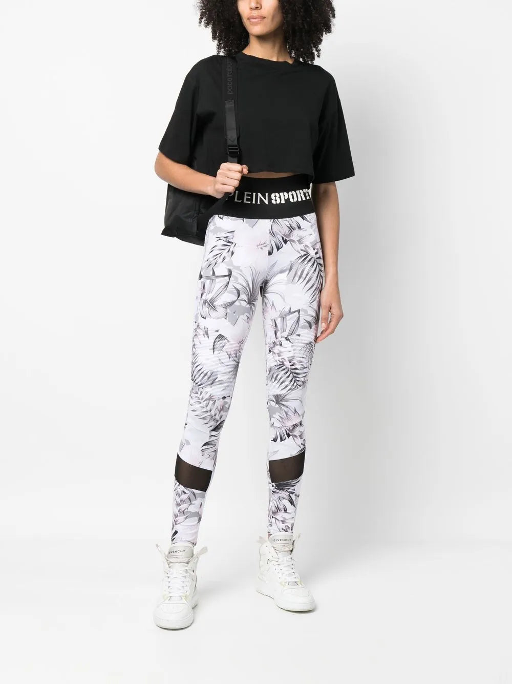 Logo-Waistband Floral-Print Leggings