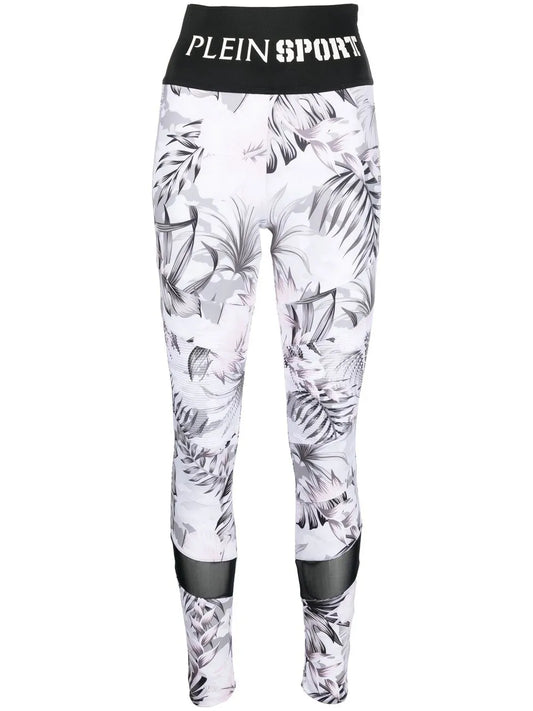 Logo-Waistband Floral-Print Leggings