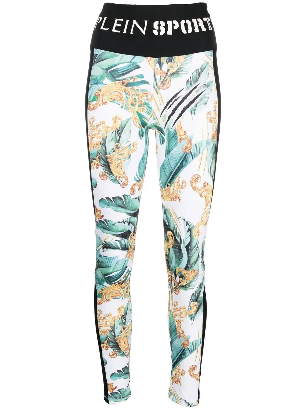 Logo-Waistband Graphic-Print Leggings