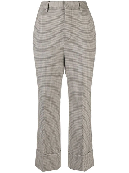 Houndstooth Pattern Cropped Trousers