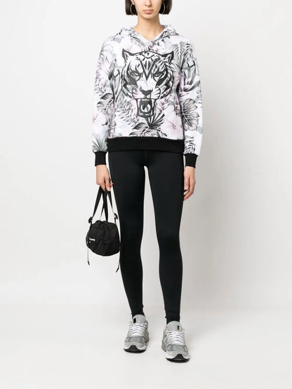 Tiger-Print Detail Hoodie