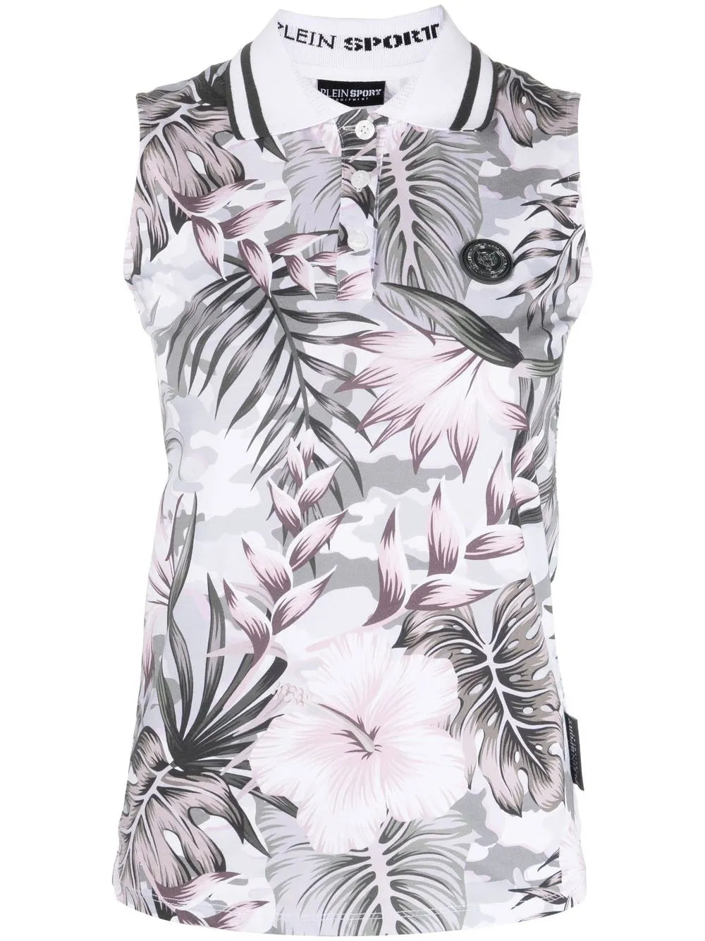 Floral Sleeveless Polo Shirt