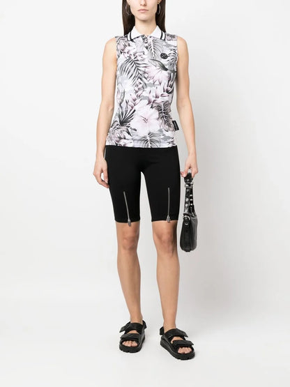 Floral Sleeveless Polo Shirt