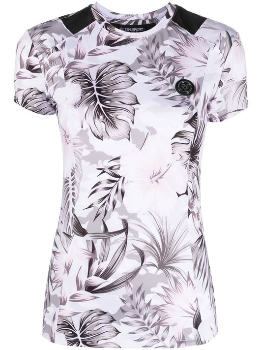 Logo-Plaque Floral Top