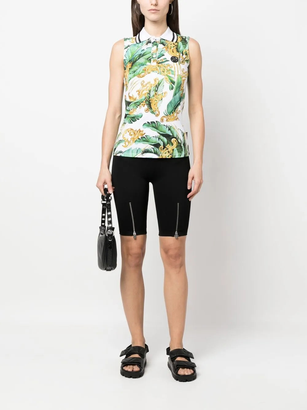 Floral Sleeveless Polo Shirt