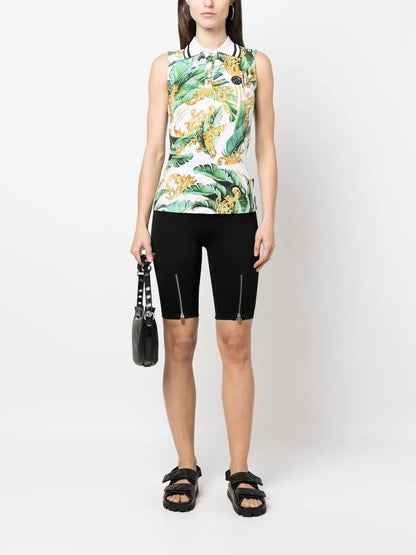 Floral Sleeveless Polo Shirt