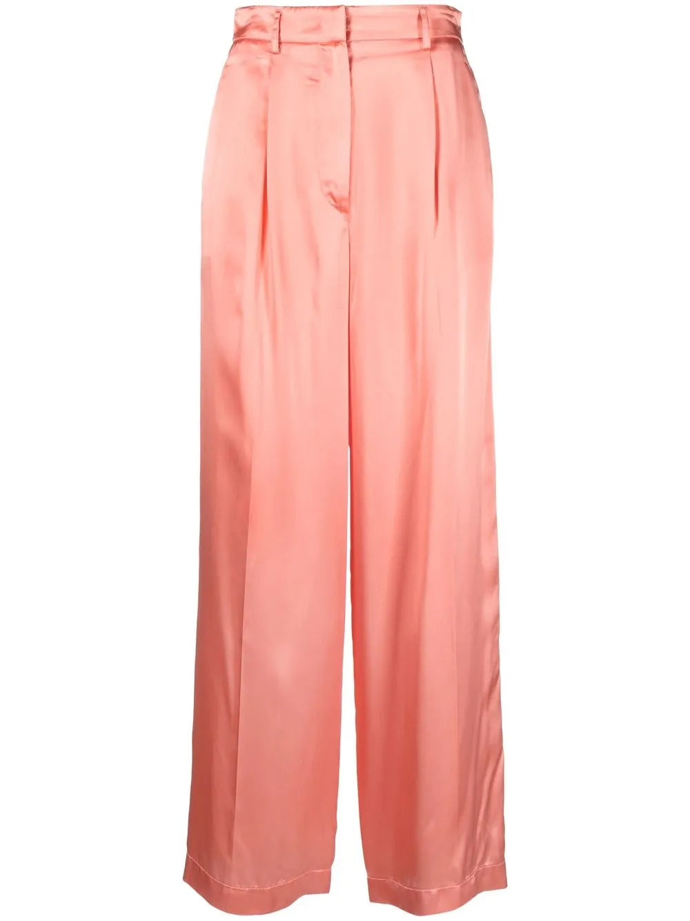 Satin-Finish Gathered Trousers