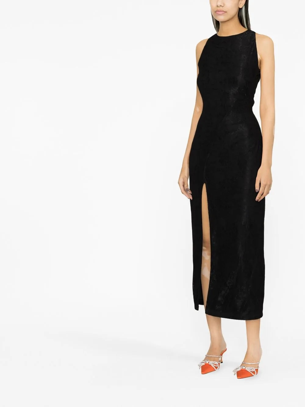 Mesh Lace Halterneck Midi Dress