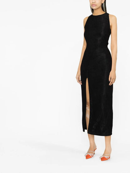 Mesh Lace Halterneck Midi Dress