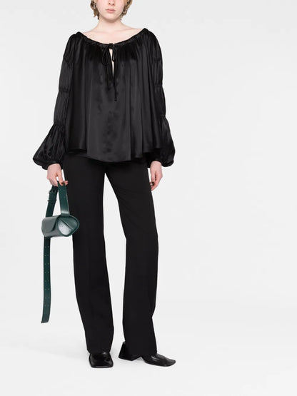 Lenny Scoop-Neck Silk Blouse