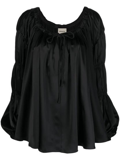 Lenny Scoop-Neck Silk Blouse