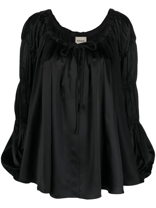 Lenny Scoop-Neck Silk Blouse