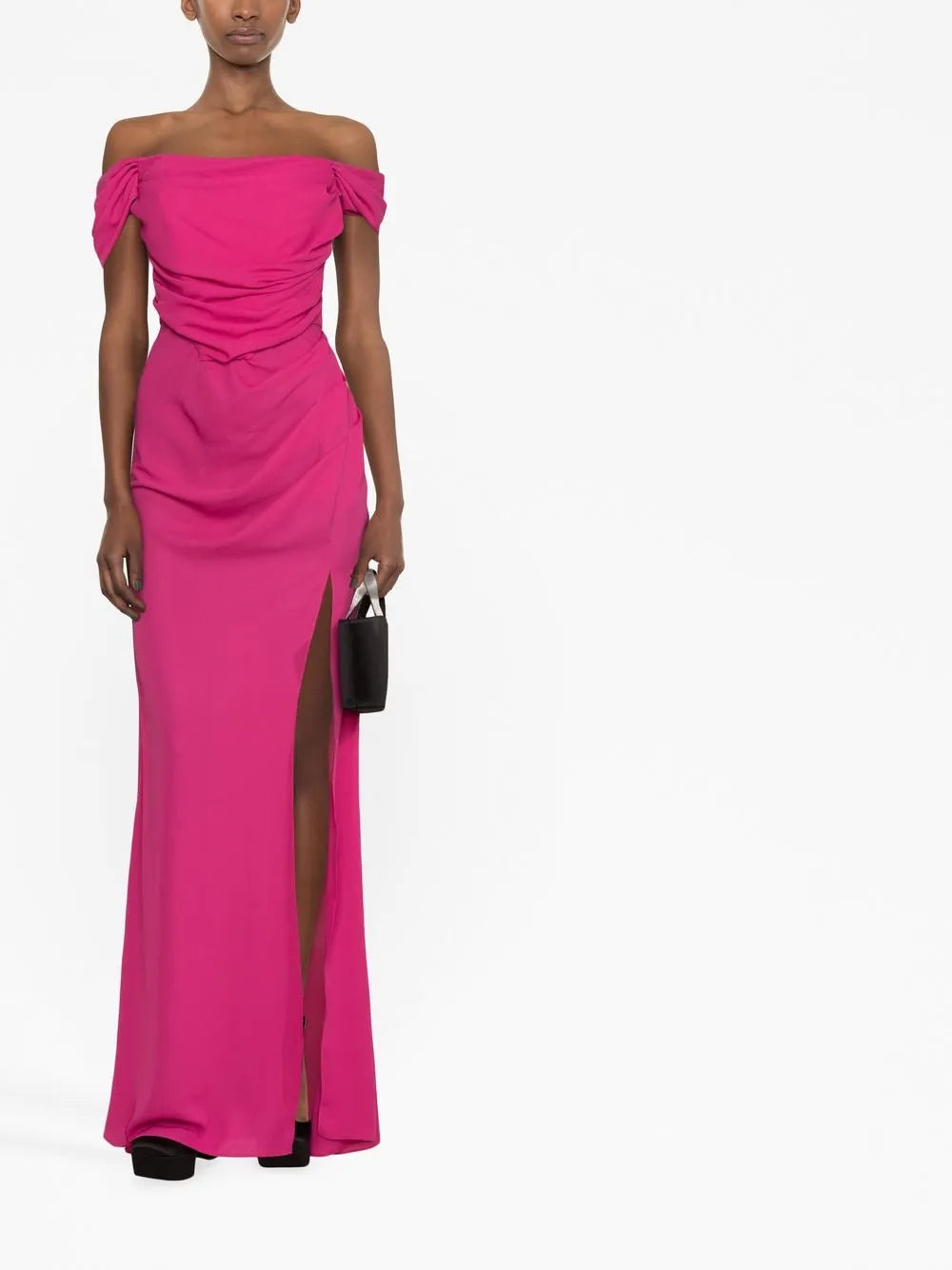 Drop-Shoulder Evening Gown
