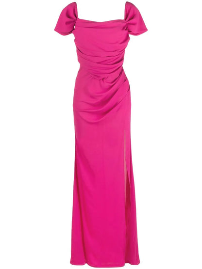 Drop-Shoulder Evening Gown