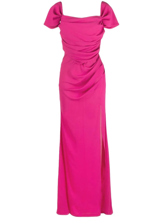Drop-Shoulder Evening Gown