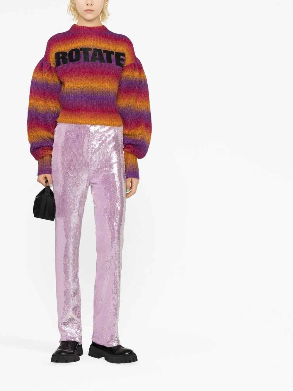 Intarsia-Logo Striped Cropped Jumper