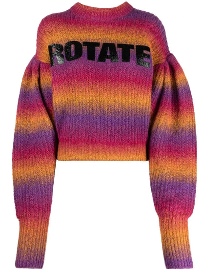 Intarsia-Logo Striped Cropped Jumper