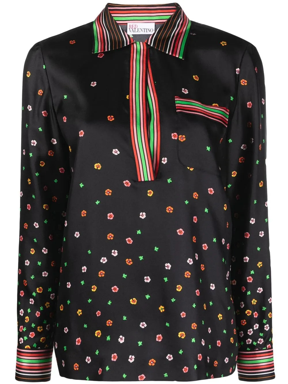 Floral-Print Silk Blouse
