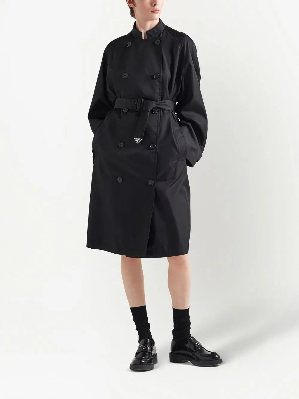 Re-Nylon Double-Breasted Raincoat