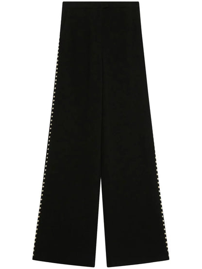 Stud-Detail Wide-Leg Trousers