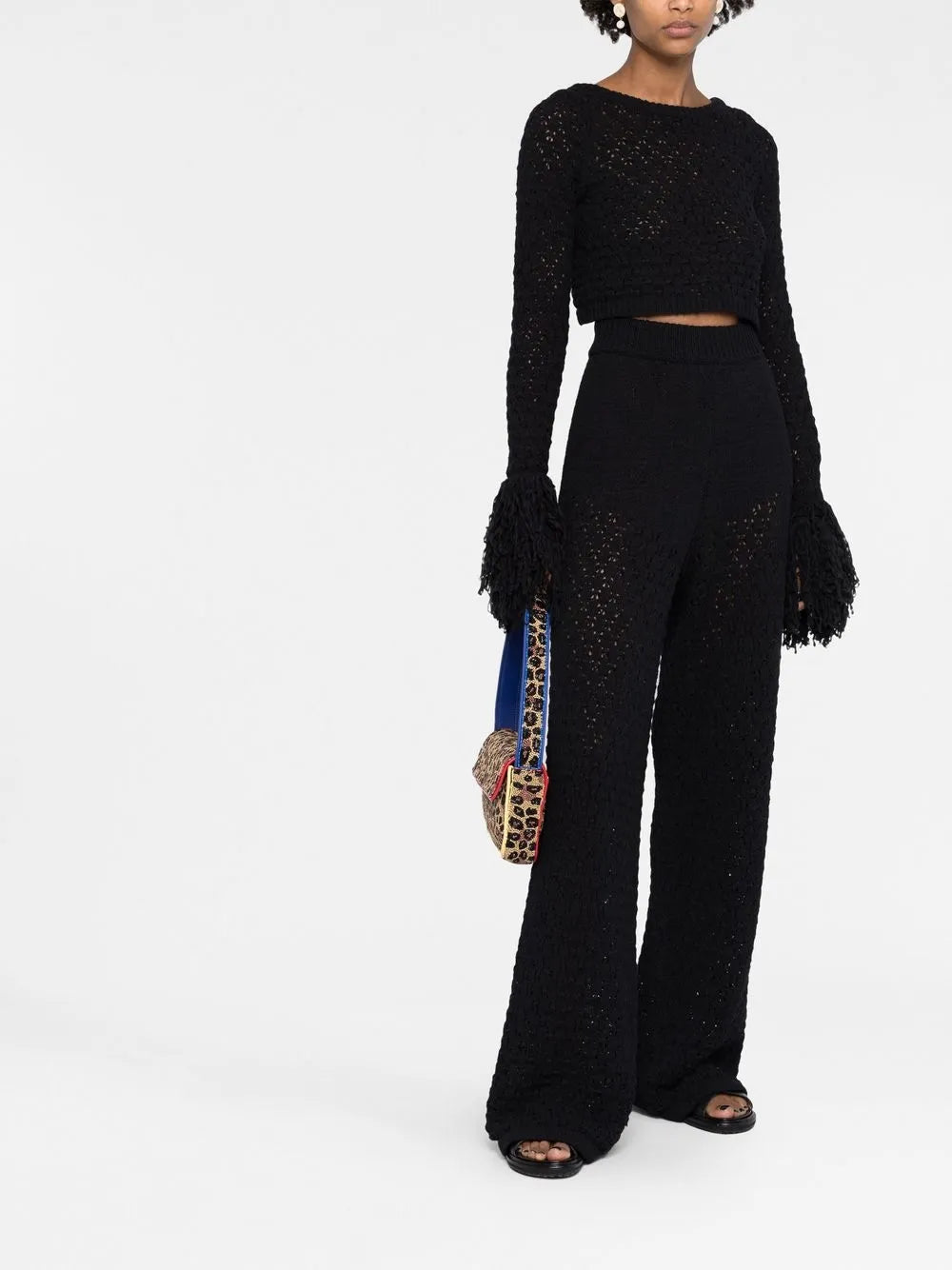 Loose-Knit High-Waisted Trousers