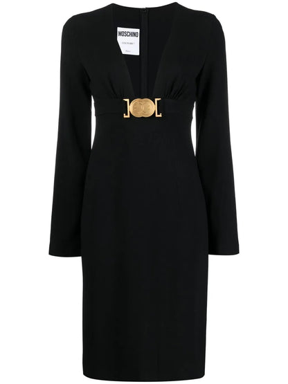Logo-Plaque Long-Sleeved Dress