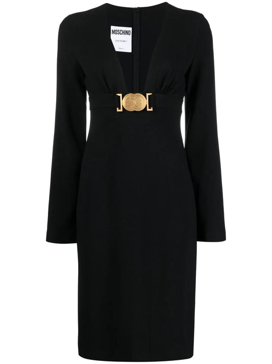 Logo-Plaque Long-Sleeved Dress