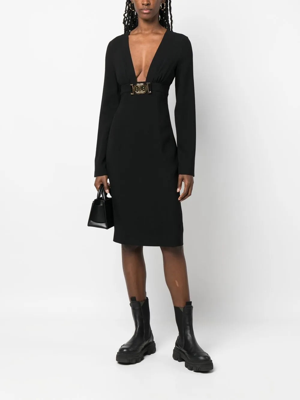 Logo-Plaque Long-Sleeved Dress