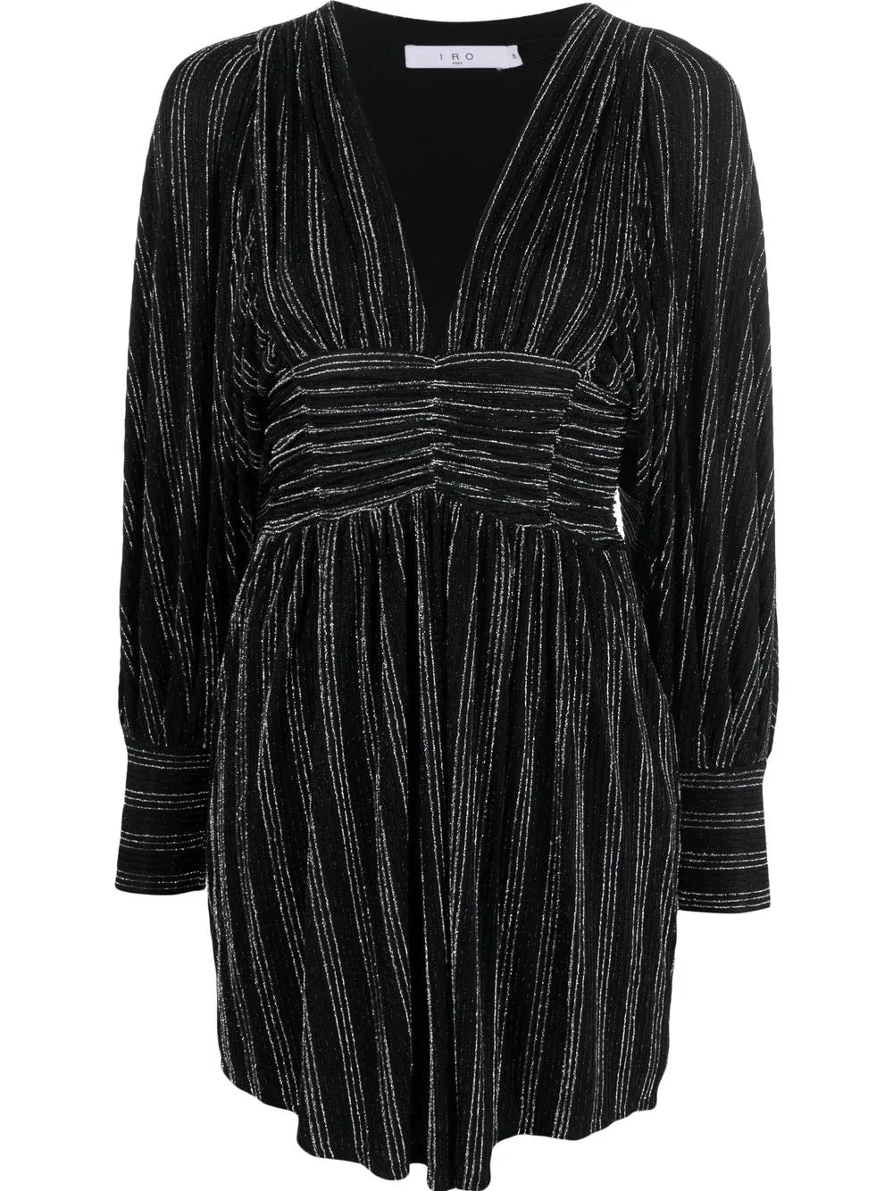 Mettalic-Ribbed Long-Sleeves Dress
