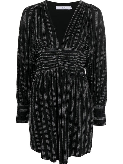 Mettalic-Ribbed Long-Sleeves Dress